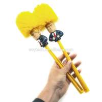 2020 Amazon Hotsale Bathroom Donald  Design PET Soft Trump Cleaning Plastic Toilet Brush